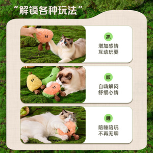 ของเล่นแมวรุ่นใหม่ รูปผลไม้แตงโม ของเล่นสร้างเสียงเพื่อความบันเทิงในตัวเอง ของเล่นแมว ของเล่นสุนัข ของเล่นทำความสะอาดฟัน - Product Image 4