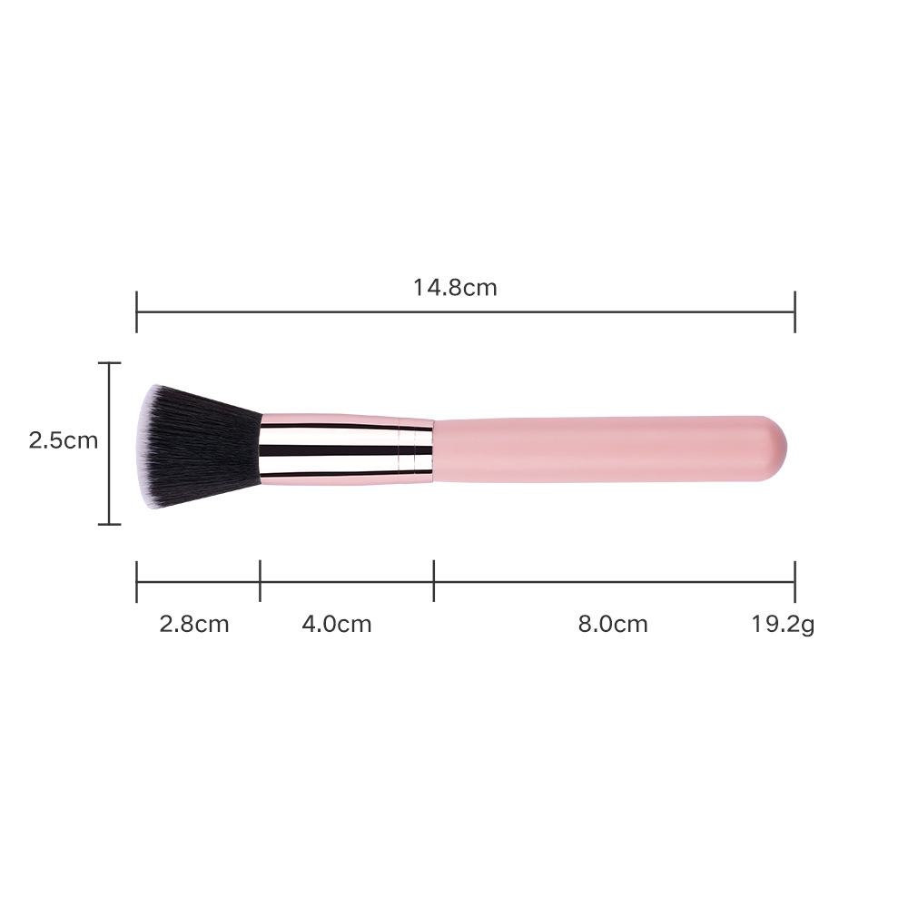 [pink wooden handle] flat foundation brush