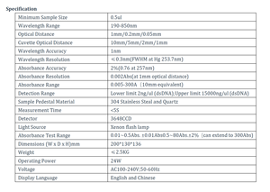 190-850nm 나노 드롭 디지털 울트라 마이크로 볼륨 UV/VIS 분광 광도계 최소 0.5ul 마이크로 샘플 크기 - Product Image 6