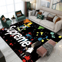 Tapis de sol moderne de style nordique, grande surface, en polyester à poils ras, fin et lavable, pour canapé, table basse et chevet