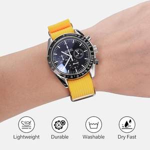 Bracelets de montre en nylon balistique premium à nervures 18mm <span class=keywords><strong>19mm</strong></span> 20mm 22mm, remplacement élégant pour hommes, blanc jaune acier pour montres intelligentes - Product Image 4