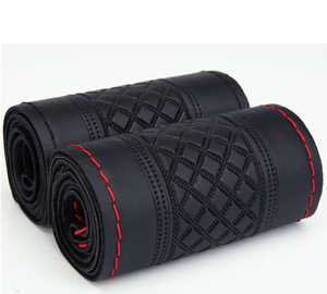 Cubierta protectora para <span class=keywords><strong>volante</strong></span> de piel de cuero colorido, cubierta de dirección <span class=keywords><strong>parasol</strong></span> para todos los deportes de coche, bolsa de Pvc Universal, costura a mano - Product Image 5