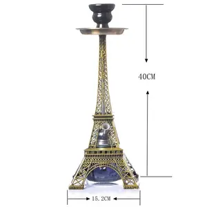 צינור כפול ברזל צינור 2 eiffel פריז מגדל נרגילה ברזל אביזרים שישה עם קערת קרמיקה ובסיס זכוכית