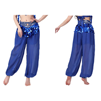 Pantalon de danse orientale brillant pour femmes, pantalon en mousseline de soie à paillettes et franges, costume de danse classique en rayonne