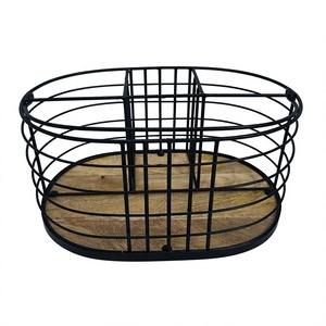 Panier de rangement en fil métallique le plus vendu panier de fruits en fer et en bois de forme ronde panier de légumes en métal de luxe classique élégant à bas prix - Product Image 1