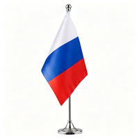 Drapeau de table russe personnalisé 14x21cm en polyester, drapeau de bureau toutes tailles, logo personnalisable, vente en gros, bureau, maison