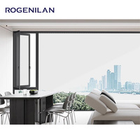 Ventana de Aluminio Triple Abatible de 3 Paneles, Diseño Moderno y Resistente a Huracanes de Rogenilan, Popular para Villas