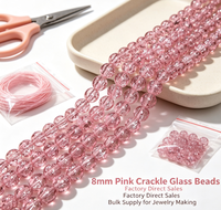 Perles en verre facettées multicolores irisées craquelées de 8 mm pour la fabrication de bijoux, bracelets, colliers, artisanat DIY