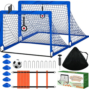 Kit de but de football portable complet, filets de football pliables pour l'entraînement en extérieur, en intérieur, à l'école, dans la cour, jouets sportifs pour enfants - Product Image 1