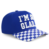 Gorra de Béisbol HBA54 con Diseño Personalizado, Bordado 3D de Alta Calidad, Estampado de Cuadros Azules, Visera Curva, Estilo Urbano y Deportivo
