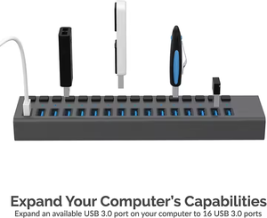 16 puertos USB 3,0 5Gbps Transferencia de datos y enchufe de alimentación 90W HUB multipuerto para cada extensión de equipo USB 3,0 - Product Image 3