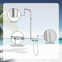 Panneau de douche extérieur en acier inoxydable 304 robinet chaud froid motif de pulvérisation de pluie mural brossé pour hôtels utilisation intérieure/extérieure