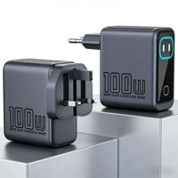 Chargeur GaN 100W ignifuge avec affichage intelligent AI, charge rapide PD/Type-C/USB-C pour téléphone portable et ordinateur portable avec affichage numérique