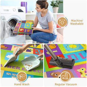 Alfombra infantil con diseño de animales de dibujos animados, letras rectangulares, resistente a las manchas, tejida a máquina, diseño novedoso para dormitorio y sala de estar - Product Image 4