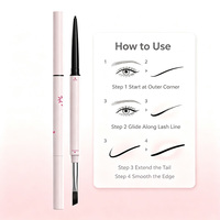Crayon Eyeliner Double Pointe avec Pinceau de Mélange, Effet Aile d'Oiseau Sans Effort, Pinceau Angulaire Doux pour un Mélange Naturel et Discret