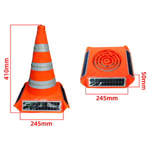 Cône de signalisation routière rétractable solaire de 41 cm, imperméable et réfléchissant, avec bande lumineuse |   Cône de signalisation à commande automatique par la lumière - Product Image 2