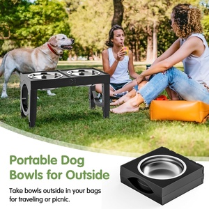 Elevado <span class=keywords><strong>Dog</strong></span> Bowl Suporte 5 Heights Ajustável 9/11/12/14in Preto Pet Alimentador Estação Prato para Cães de Raça Grande/Médio 1L Tigela - Product Image 6