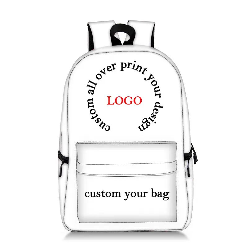 Free sample big sublimation 3d print back pack full all over printed book bags custom backpack with logo