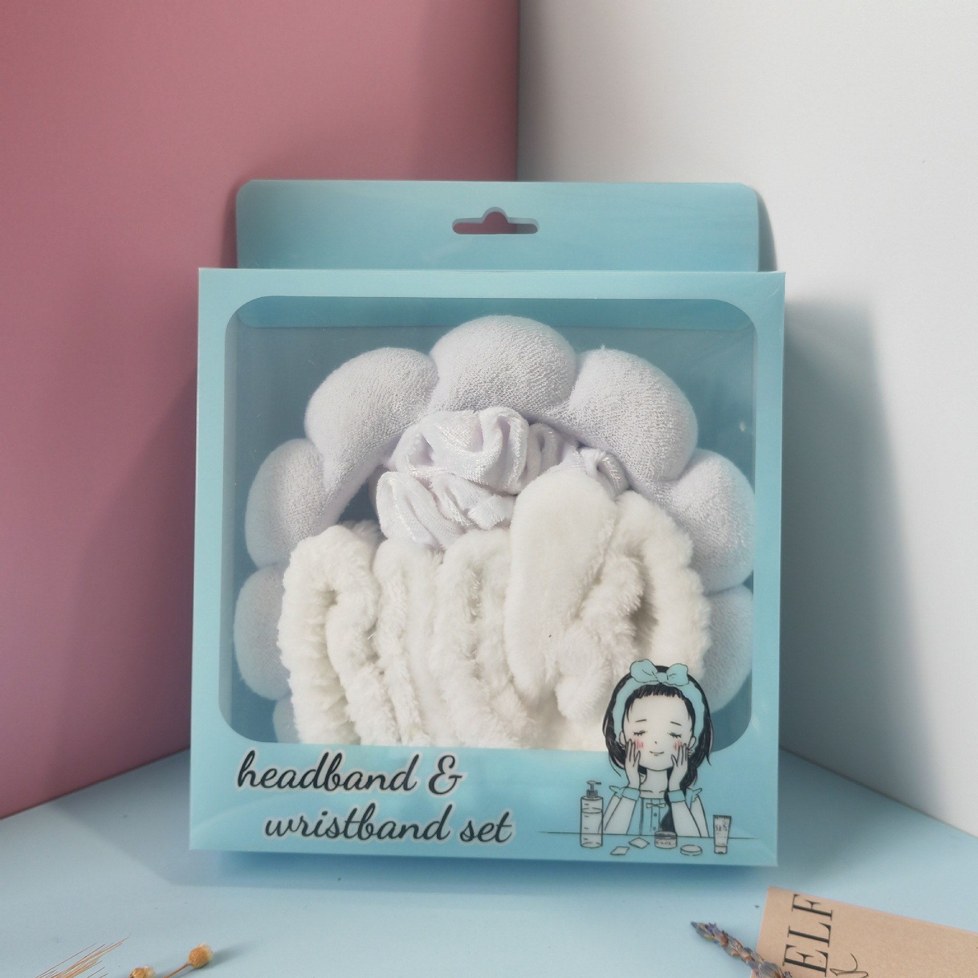 Élastique à cheveux en velours blanc, coffret cadeau de 6 pièces