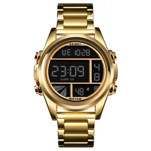 SKMEI 1448男士优质不锈钢手表流行30m防水数码手表