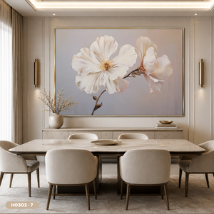 Peinture florale murale en soie haut de gamme, décoration artisanale en soie textile, fleur de pivoine dorée, fournisseur d'usine du Vietnam, modèle H0302-7 - Product Image 3