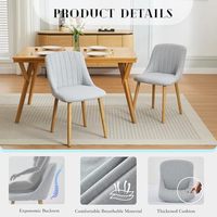 Chaise de salle à manger moderne à pieds en chêne gris, dossier incurvé surdimensionné, meubles latéraux sans accoudoirs en tissu pour la maison, hôtel, appartement, villa pour