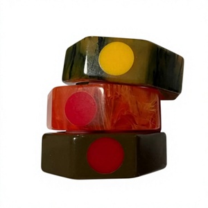 Nouveaux Bracelets Fantaisie en Résine Acrylique Faits Main, Design Marbré Marron et Blanc Tendance, Bijoux Unisexe à la Mode pour Femme - Product Image 6