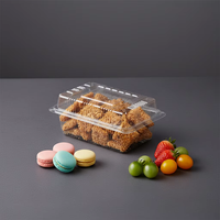 Boîte à clapet personnalisée haut de gamme en PET transparent pour brownies, emballage alimentaire pour pâtisserie, conteneur pour dessert