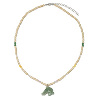 Collier ras du cou fait main en pierre naturelle de 4 mm, avec perles, pendentifs animaux en pierre, coquillages, perles de cristal