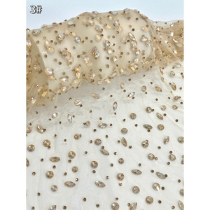 New <strong>Heavy</strong> Beads Crystal George <strong>Fabric</strong> Embroidered Gauze Tulle Mesh <strong>Fabric</strong> Sustainable <strong>Lace</strong> with Beads in Double Sequins - Product Image 5