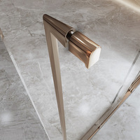 Partisi Kamar Mandi Kaca Ultra-sempit Tiga Bagian dengan Pintu Geser Berbingkai Finishing Gunmetal Brushed untuk Pemisahan Area Kering/Basah