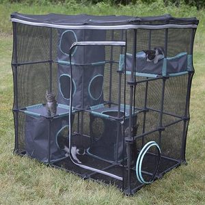Tenda Pop-Up per Animali da Esterno con <span class=keywords><strong>Tunnel</strong></span> Pieghevoli per Gatti, Recinto per Gatti da Interno, Prodotti per Animali con Motivi di Cani e Gatti, Imballaggio in Cartone - Product Image 1