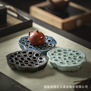 Soporte de cerámica para semillas de loto, bandeja de té de porcelana de forma irregular para accesorios de juego de té Kung Fu - Product Image 2
