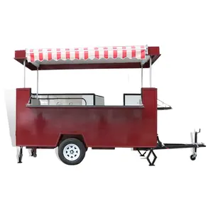 Pabrik langsung kerekan mobil hot dog Cart kustom van kopi makanan ringan persegi trailer makanan untuk dijual