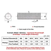 Barres filetées sans tête en acier inoxydable 304 DIN976, filetage métrique M6-M16, haute résistance à la rouille et aux acides, 700 N/mm