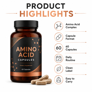 Premium Water Solluble B Complex Amino-acid-glycine 80% Complete Workout Camellia Complex Amino Acid Capsules for People Health - Product Image 3
