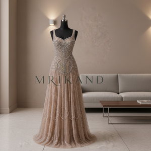 Elegante Vestido de Noche de Georgette para Mujer con Pedrería, Ideal para Recepciones Nupciales y Compromisos - Product Image 5
