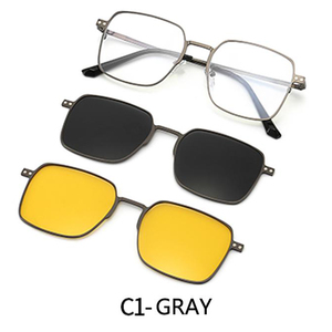 Jessjor 3-en-1 Marcos de anteojos magnéticos Cómodas gafas de <span class=keywords><strong>sol</strong></span> polarizadas <span class=keywords><strong>con</strong></span> clip intercambiables 7013 <span class=keywords><strong>Lentes</strong></span> magnéticas Made Tac - Product Image 2
