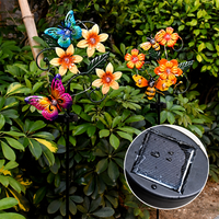 Lampe solaire décorative d'extérieur en métal, motif papillon, abeille, fleur, LED colorée, étanche IP44, pour jardin, pelouse