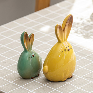 Cerâmica Coelho Ornamentos com Orelhas Longas Elegante <span class=keywords><strong>Home</strong></span> Decoração Acessórios e Art Craft Presentes para Living Room Decor - Product Image 5