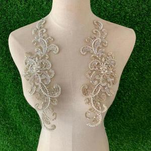 2022 New <strong>Heavy</strong> Industry Beads Three-dimensional Flower Mesh Embroidery Voile <strong>Fabric</strong> Paste <strong>Lace</strong> Patch for Wedding Dress - Product Image 3