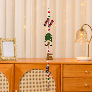 Wooden Christmas ornaments, including a faceless old man pendant, a Christmas <b>tree</b> ornament, and a <b>car</b> pendant. - Product Image 3