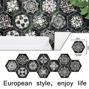 Hexagone Pvc étanche 3d papier peint décoration de la maison auto-adhésif papier peint salle de bain carrelage mural <span class=keywords><strong>Table</strong></span> fait à la main peler et <span class=keywords><strong>coller</strong></span> - Product Image 5