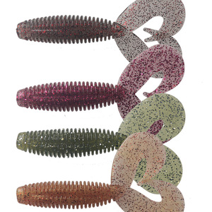 Señuelo de pesca de cola doble suave de 105 mm y 10 g con cola rizada, cebo biónico para lubina de agua dulce, montaje Texas - Product Image 1