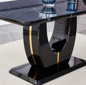 Mesa de Comedor Moderna, Sencilla y Lujosa, con Acabado en Mármol Negro y Patas de Metal, para 6 Personas, Resistente, para Hogar, Hotel y Comedores - Product Image 6