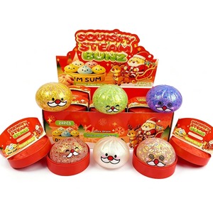 Squishy Steam Bunz 8.5cm Christmas Glitter Gel Dumpling TPR Squishy Toy Simulation Food Stress Relief <b>Fidget</b> Ball Gift for Kids - Product Image 3