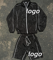 Ensemble deux pièces personnalisé pour homme 2026 – Survêtement coupe-vent et short réfléchissant en nylon avec fermeture éclair