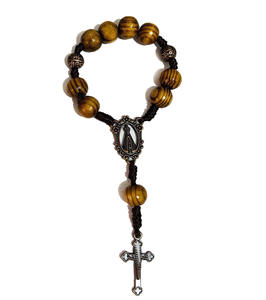 가톨릭 나무 구슬 묵주 팔찌기도 수제 브라질 Nossa Senhora Da Aparecida 침례 선물을위한 십년 십자가 묵주 - Product Image 6
