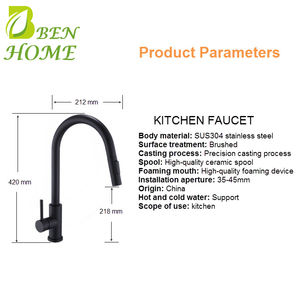 طقم خلاط دش صناعي تجاري حديث صنابير مطبخ من الفولاذ المقاوم للصدأ ، بدون وظيفة استشعار - Product Image 3