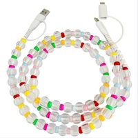 Cordon de chargement de téléphone perlé en perles d'imitation écologiques de 2 m, vente en gros d'usine
